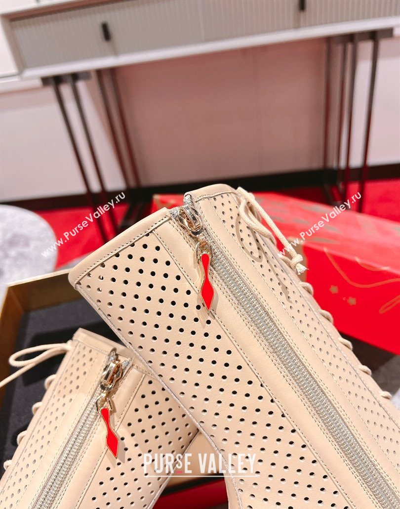 Christian Louboutin Open Toe Ankle Boots 10cm in Perforated Leather Beige 2025 (MD-250604129)