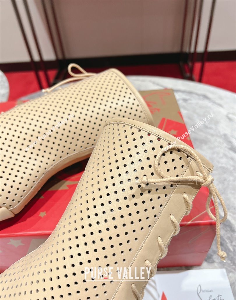 Christian Louboutin Open Toe Ankle Boots 10cm in Perforated Leather Beige 2025 (MD-250604129)