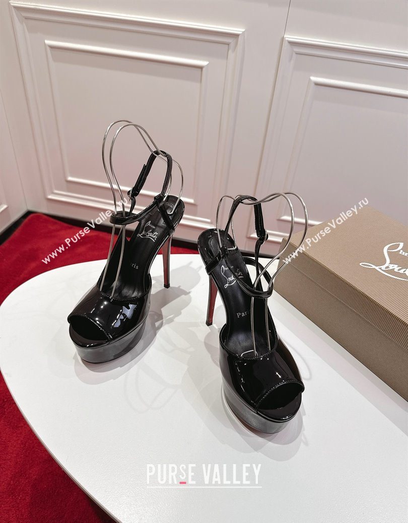 Christian Louboutin Jenlove Alta Platform Sandals 15cm in Patent Leather Black 2025 (MD-251030125)
