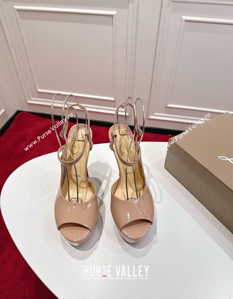 Christian Louboutin Jenlove Alta Platform Sandals 15cm in Patent Leather Nude 2025 (MD-251030126)