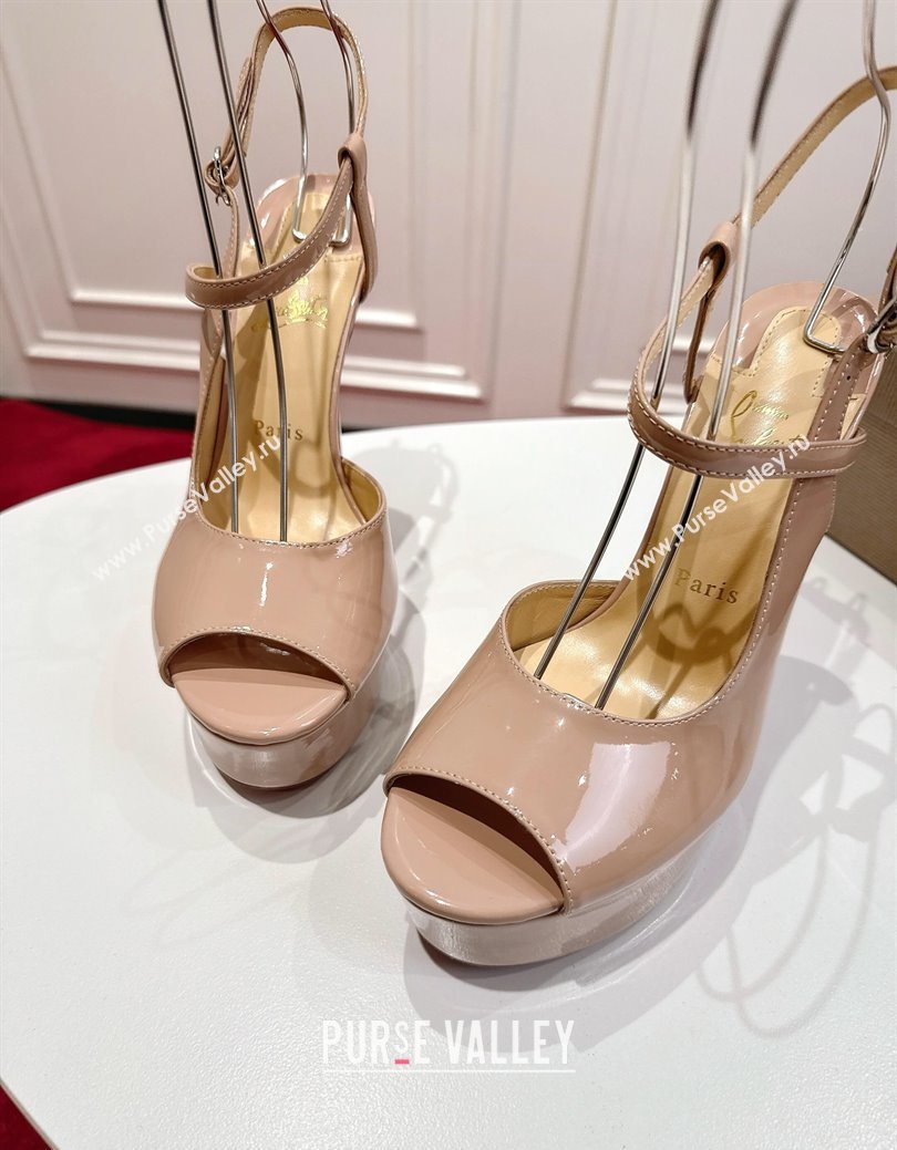 Christian Louboutin Jenlove Alta Platform Sandals 15cm in Patent Leather Nude 2025 (MD-251030126)