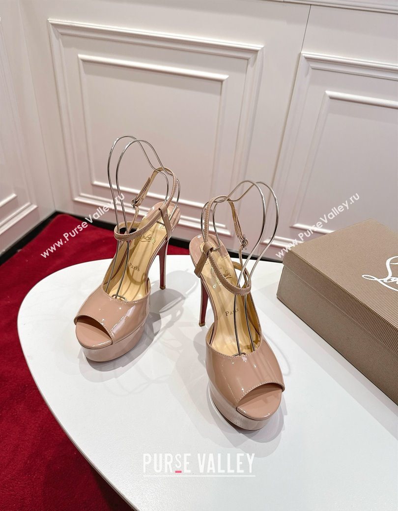 Christian Louboutin Jenlove Alta Platform Sandals 15cm in Patent Leather Nude 2025 (MD-251030126)