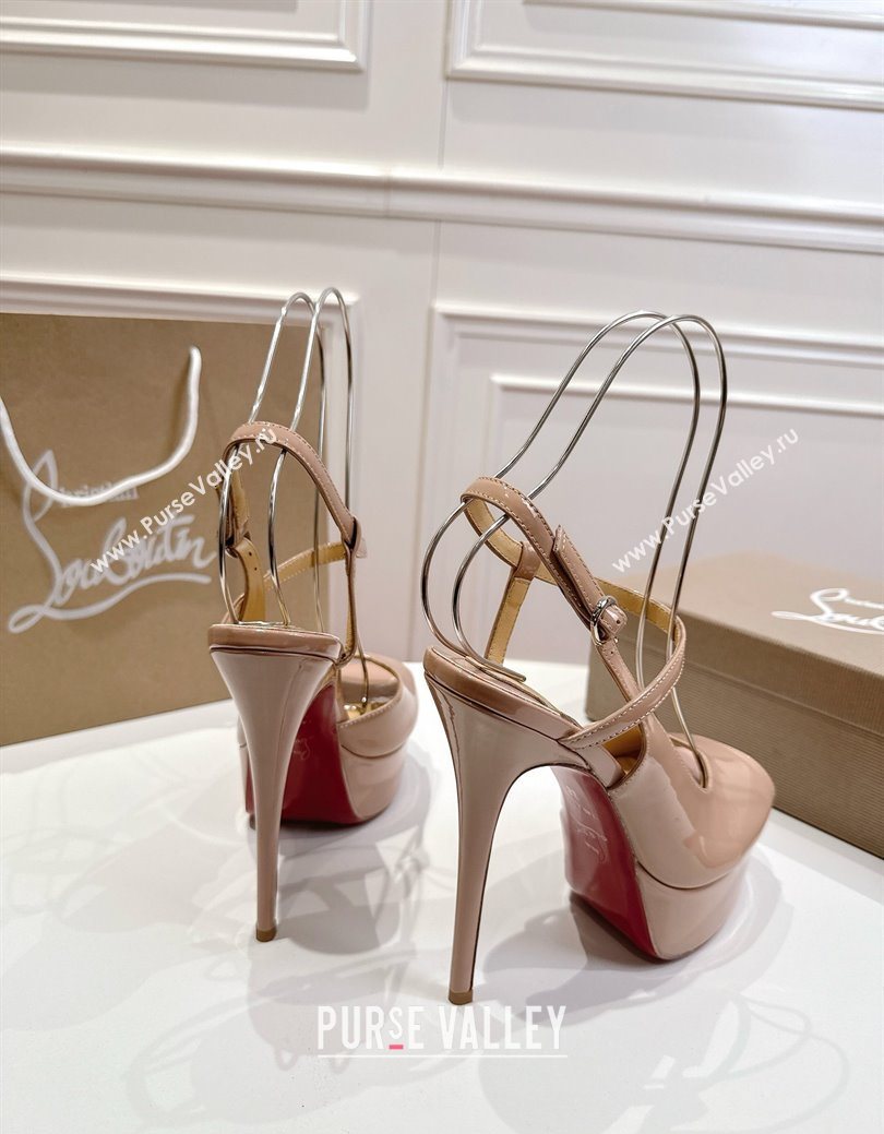 Christian Louboutin Jenlove Alta Platform Sandals 15cm in Patent Leather Nude 2025 (MD-251030126)