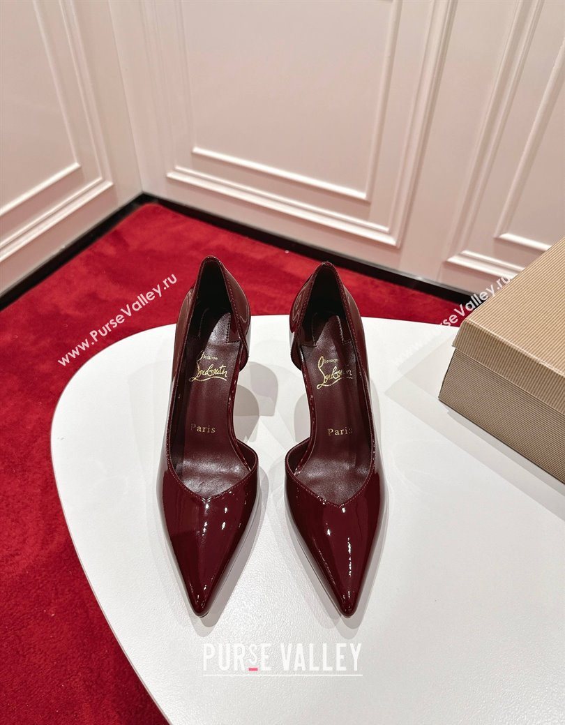 Christian Louboutin Iriza Pumps 8.5cm in Patent Leather Burgundy 2025 (MD-251030120)