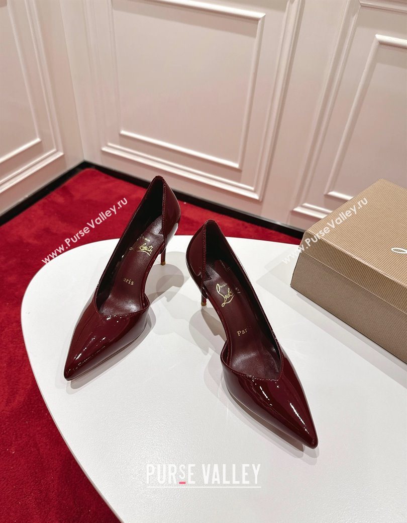 Christian Louboutin Iriza Pumps 8.5cm in Patent Leather Burgundy 2025 (MD-251030120)