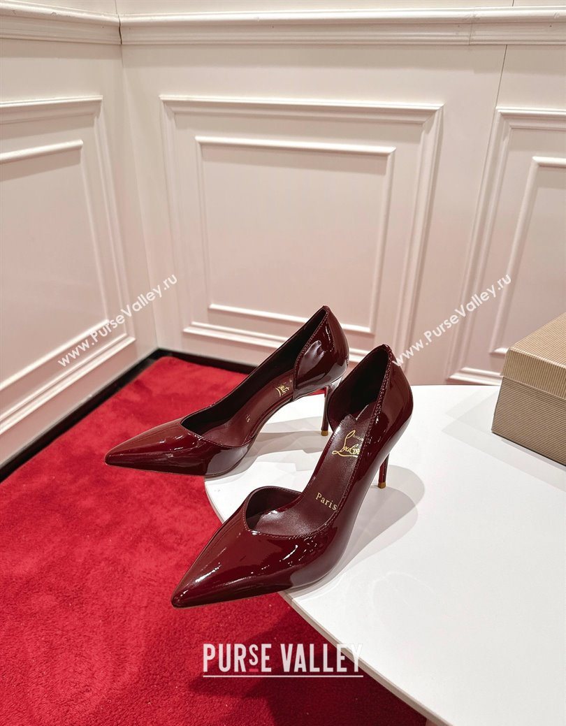 Christian Louboutin Iriza Pumps 8.5cm in Patent Leather Burgundy 2025 (MD-251030120)