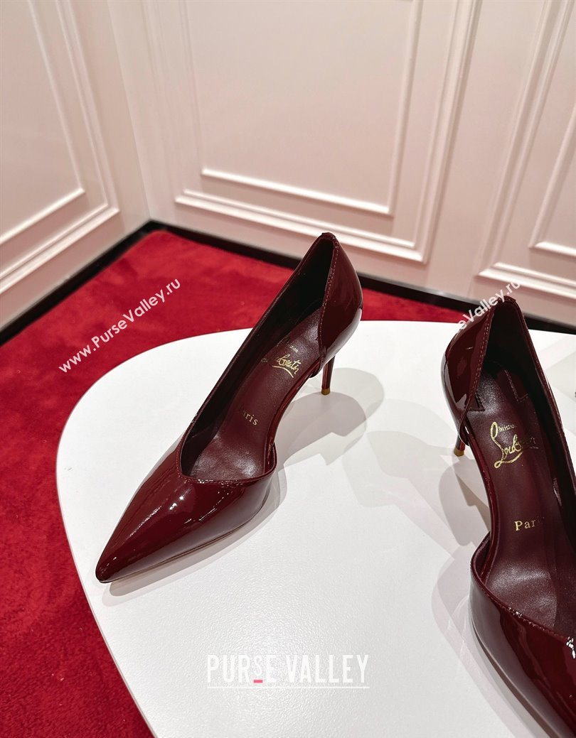 Christian Louboutin Iriza Pumps 8.5cm in Patent Leather Burgundy 2025 (MD-251030120)