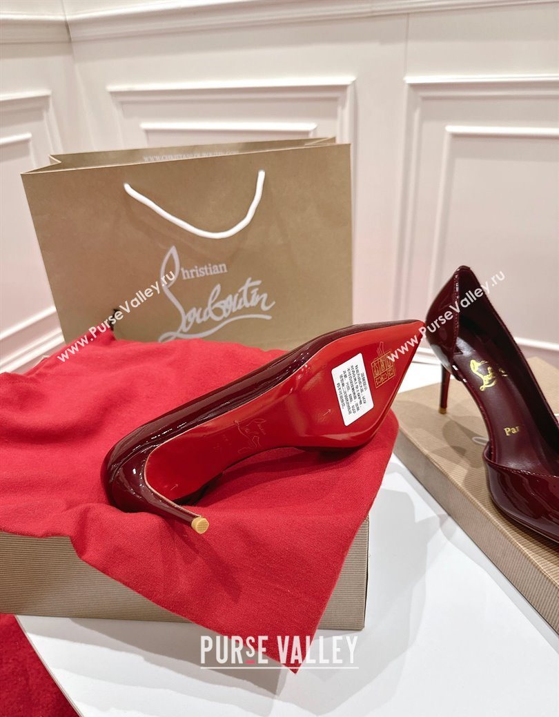 Christian Louboutin Iriza Pumps 8.5cm in Patent Leather Burgundy 2025 (MD-251030120)