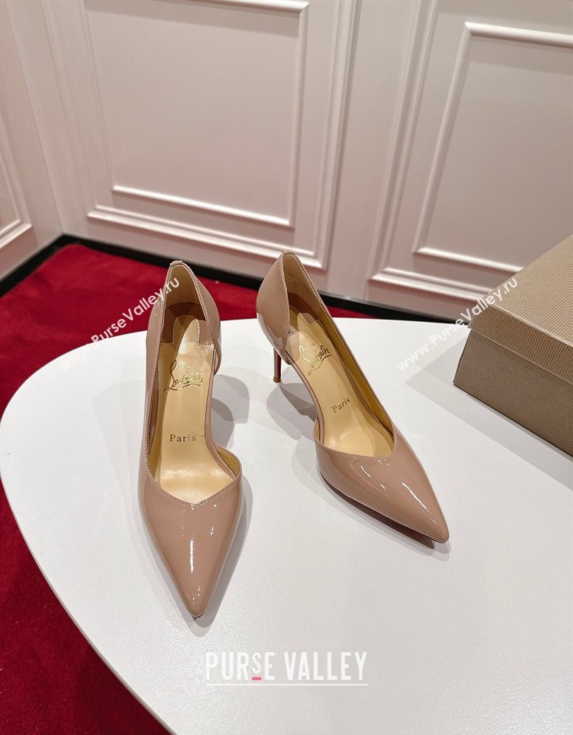 Christian Louboutin Iriza Pumps 8.5cm in Patent Leather Nude Pink 2025 (MD-251030122)