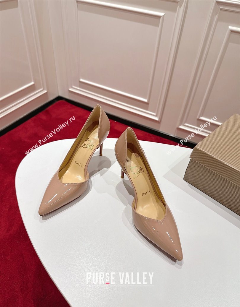 Christian Louboutin Iriza Pumps 8.5cm in Patent Leather Nude Pink 2025 (MD-251030122)