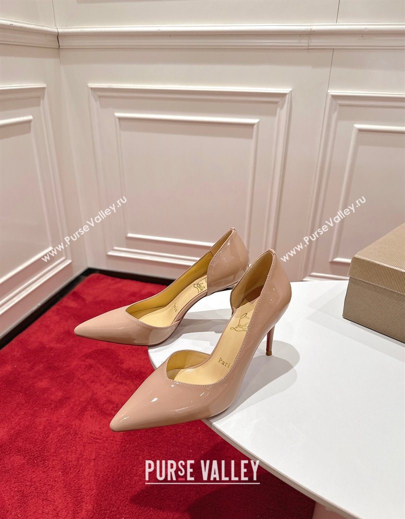 Christian Louboutin Iriza Pumps 8.5cm in Patent Leather Nude Pink 2025 (MD-251030122)