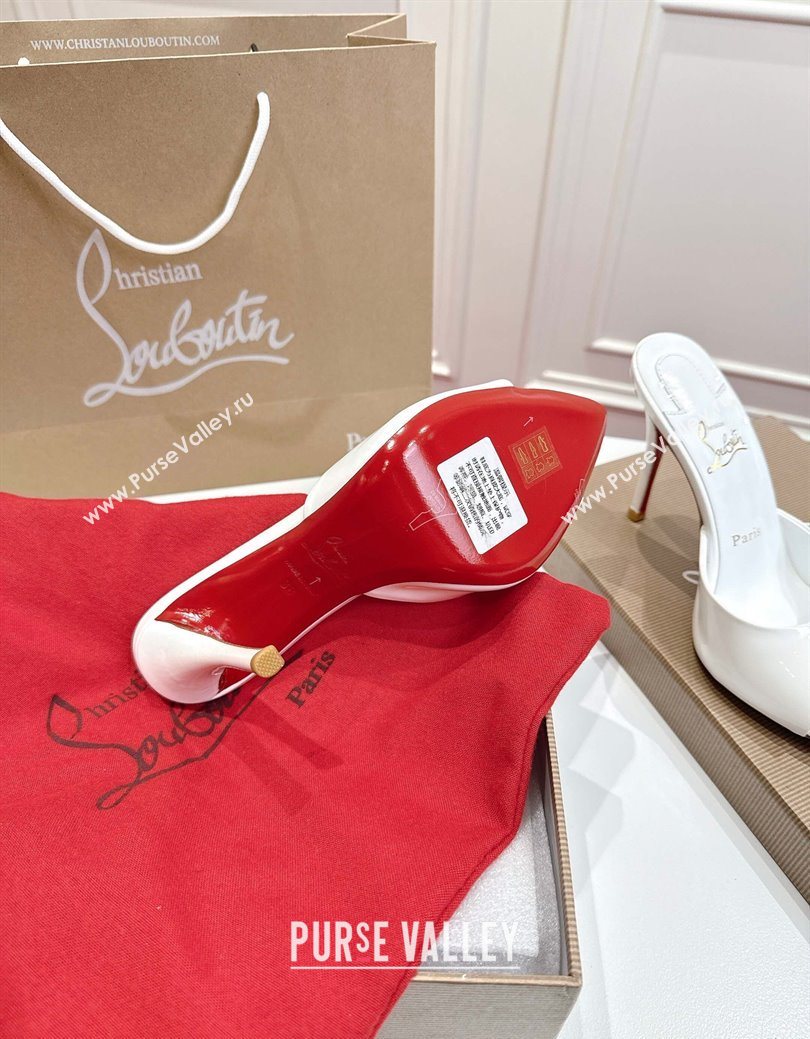 Christian Louboutin Miss Z Heel Slides Sandal 10cm in Patent Leather White 2025 (MD-251030132)