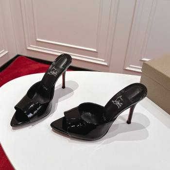 Christian Louboutin Miss Z Heel Slides Sandal 10cm in Patent Leather Black 2025 (MD-251030134)