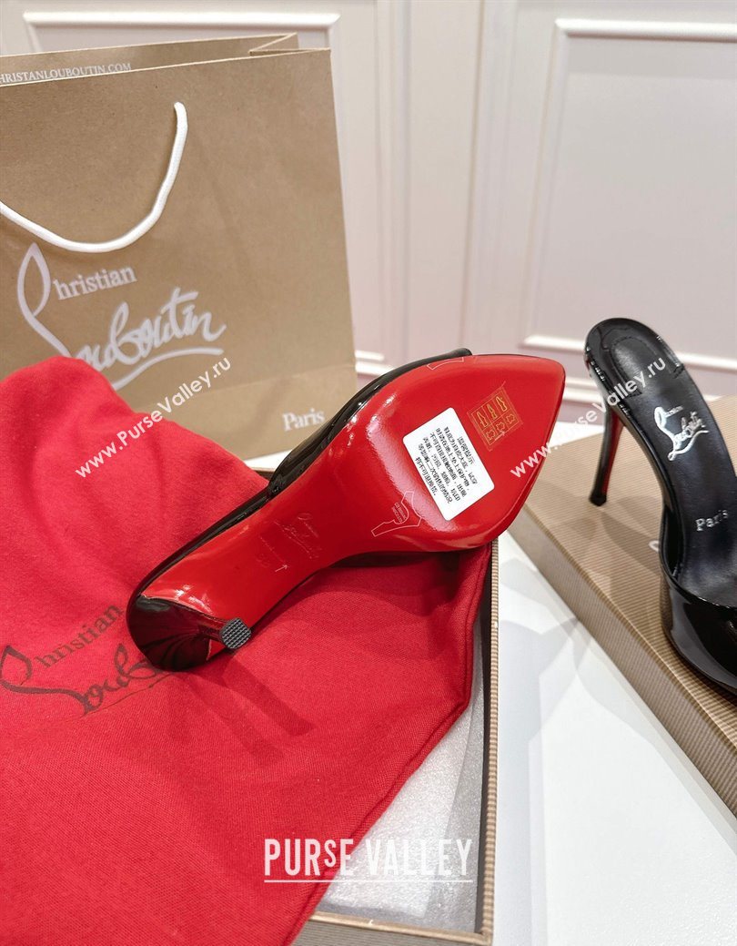 Christian Louboutin Miss Z Heel Slides Sandal 10cm in Patent Leather Black 2025 (MD-251030134)