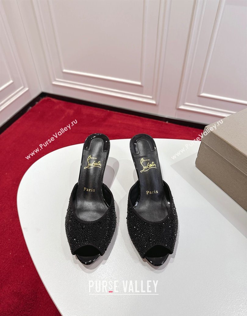 Christian Louboutin Me Dolly Strass Heel Slides Sandal 5.5cm Black 2025 1030 (MD-251030136)