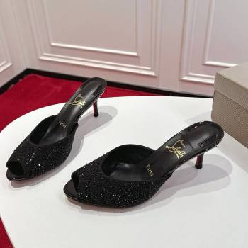 Christian Louboutin Me Dolly Strass Heel Slides Sandal 5.5cm Black 2025 1030 (MD-251030136)