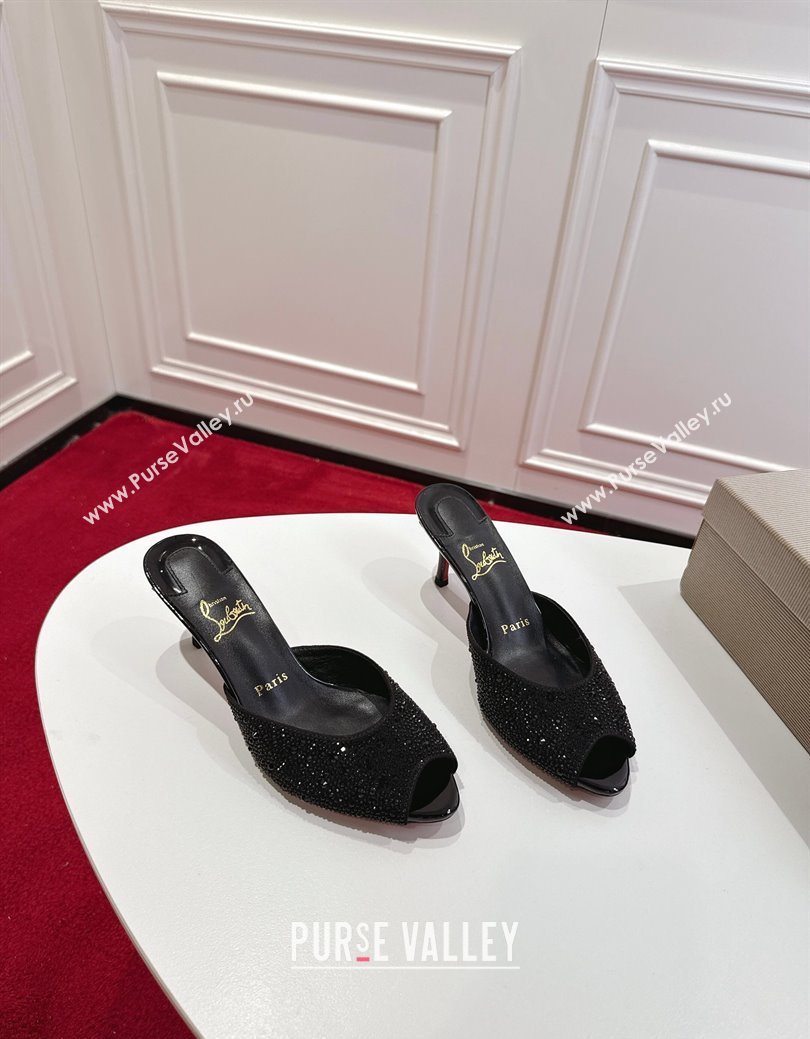 Christian Louboutin Me Dolly Strass Heel Slides Sandal 5.5cm Black 2025 1030 (MD-251030136)