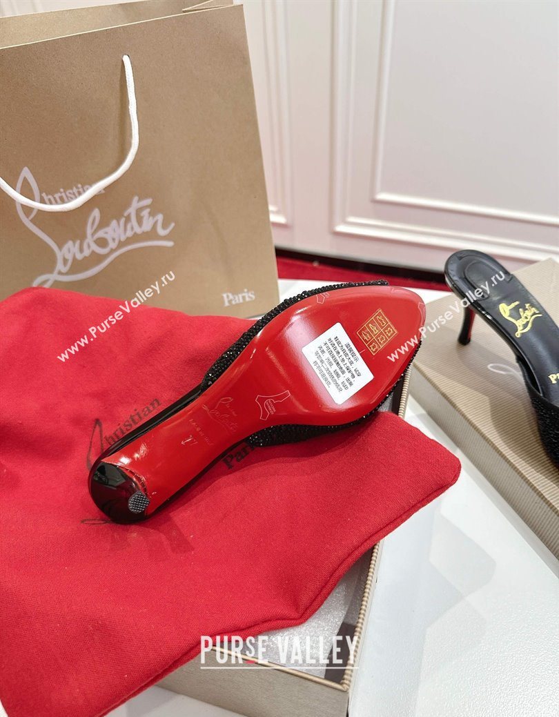 Christian Louboutin Me Dolly Strass Heel Slides Sandal 5.5cm Black 2025 1030 (MD-251030136)