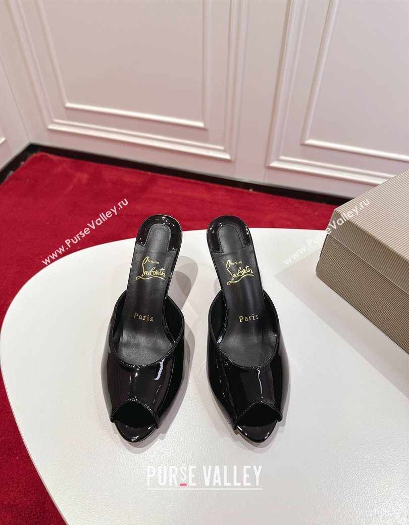 Christian Louboutin Me Dolly Heel Slides Sandal 5.5cm in Patent Leather Black 2025 1030 (MD-251030141)