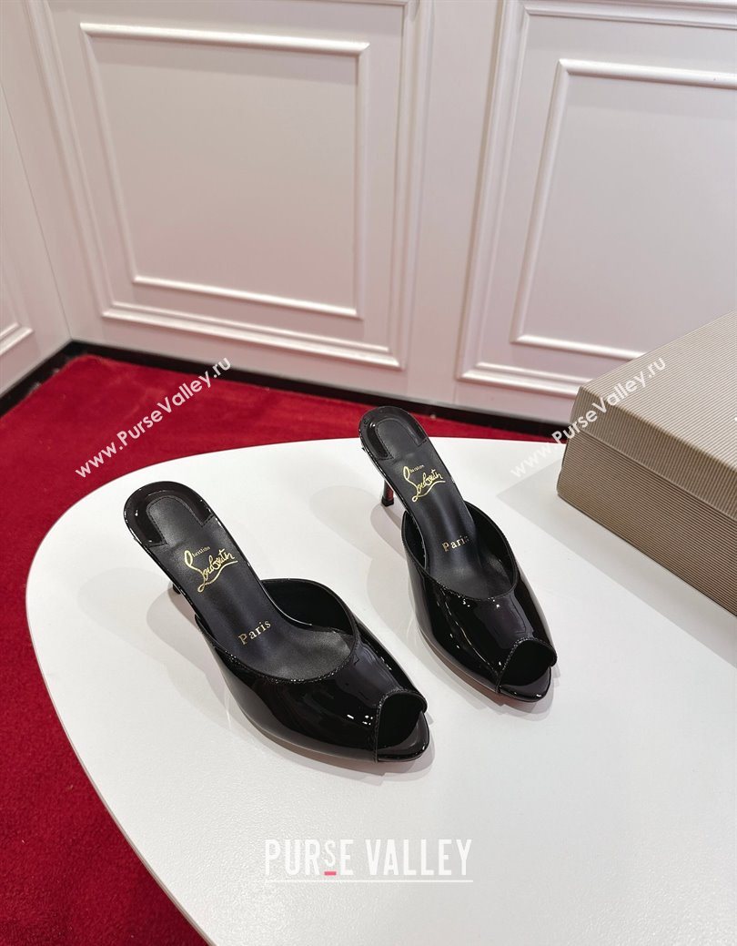 Christian Louboutin Me Dolly Heel Slides Sandal 5.5cm in Patent Leather Black 2025 1030 (MD-251030141)