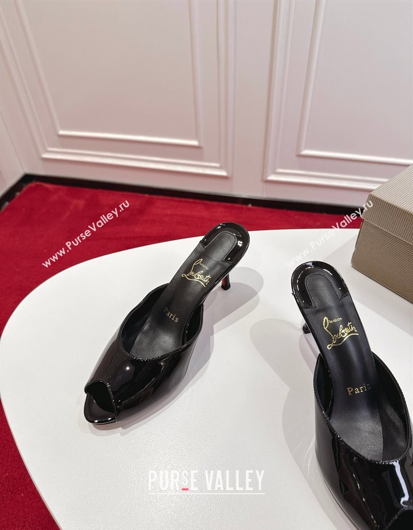 Christian Louboutin Me Dolly Heel Slides Sandal 5.5cm in Patent Leather Black 2025 1030 (MD-251030141)
