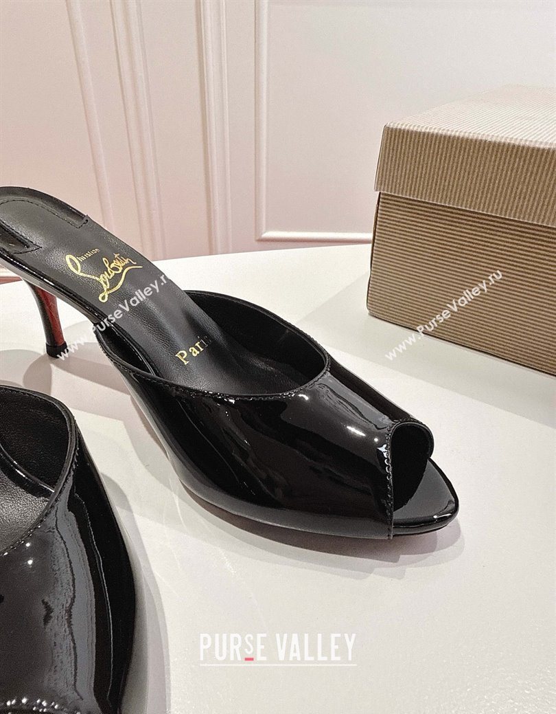 Christian Louboutin Me Dolly Heel Slides Sandal 5.5cm in Patent Leather Black 2025 1030 (MD-251030141)