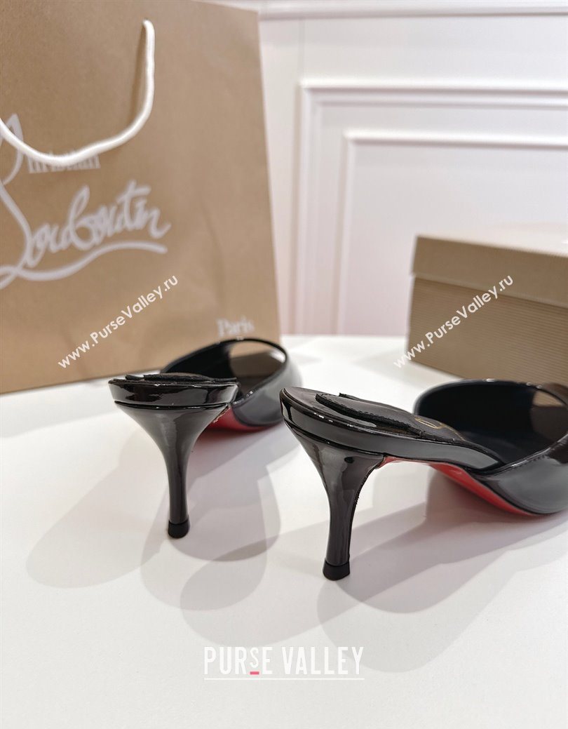 Christian Louboutin Me Dolly Heel Slides Sandal 5.5cm in Patent Leather Black 2025 1030 (MD-251030141)