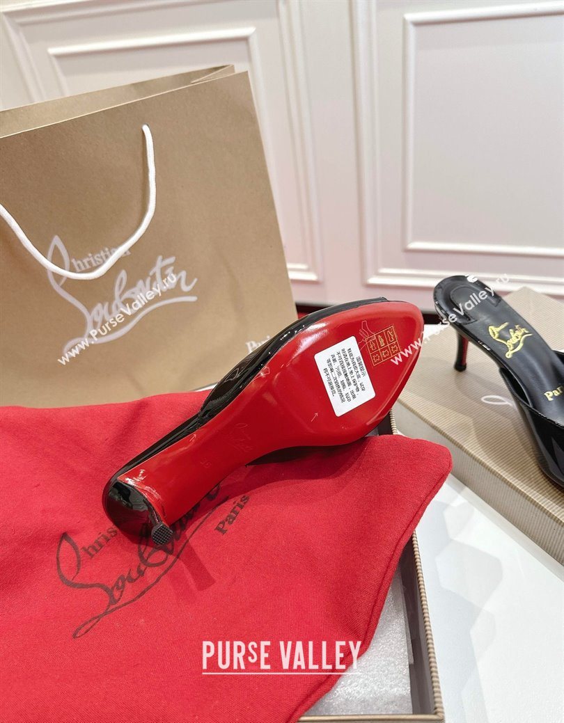Christian Louboutin Me Dolly Heel Slides Sandal 5.5cm in Patent Leather Black 2025 1030 (MD-251030141)
