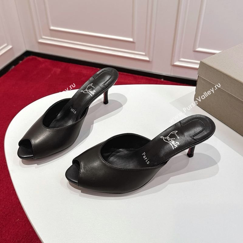 Christian Louboutin Me Dolly Heel Slides Sandal 5.5cm in Calf Leather Black 2025 1030 (MD-251030143)