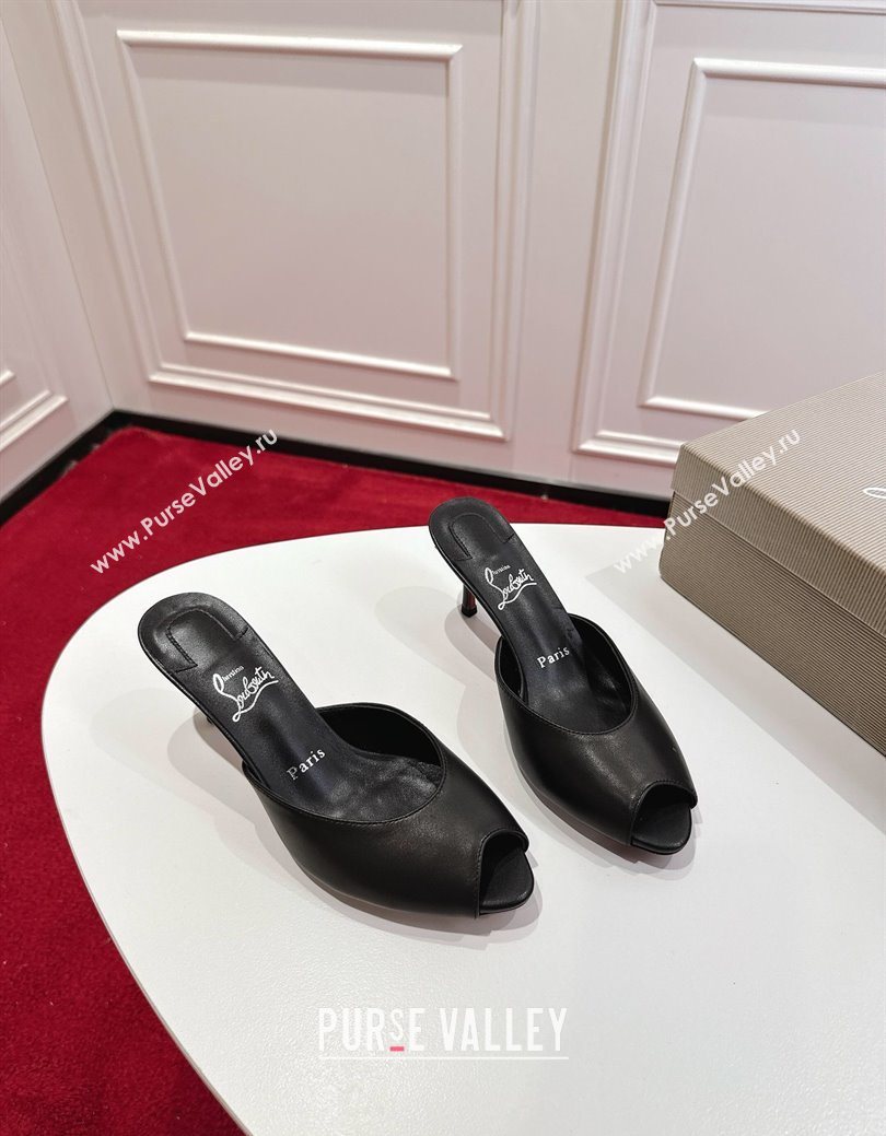 Christian Louboutin Me Dolly Heel Slides Sandal 5.5cm in Calf Leather Black 2025 1030 (MD-251030143)