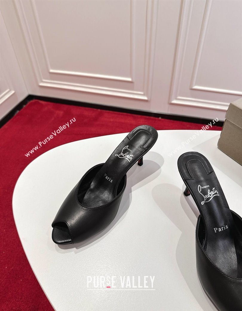 Christian Louboutin Me Dolly Heel Slides Sandal 5.5cm in Calf Leather Black 2025 1030 (MD-251030143)