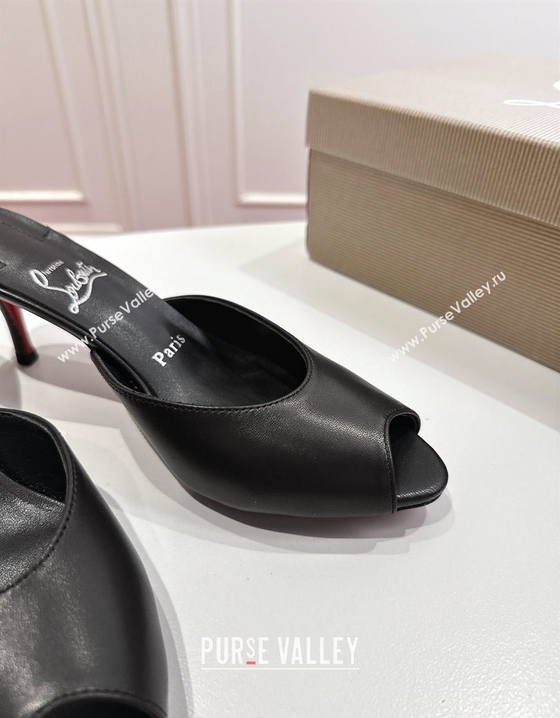 Christian Louboutin Me Dolly Heel Slides Sandal 5.5cm in Calf Leather Black 2025 1030 (MD-251030143)