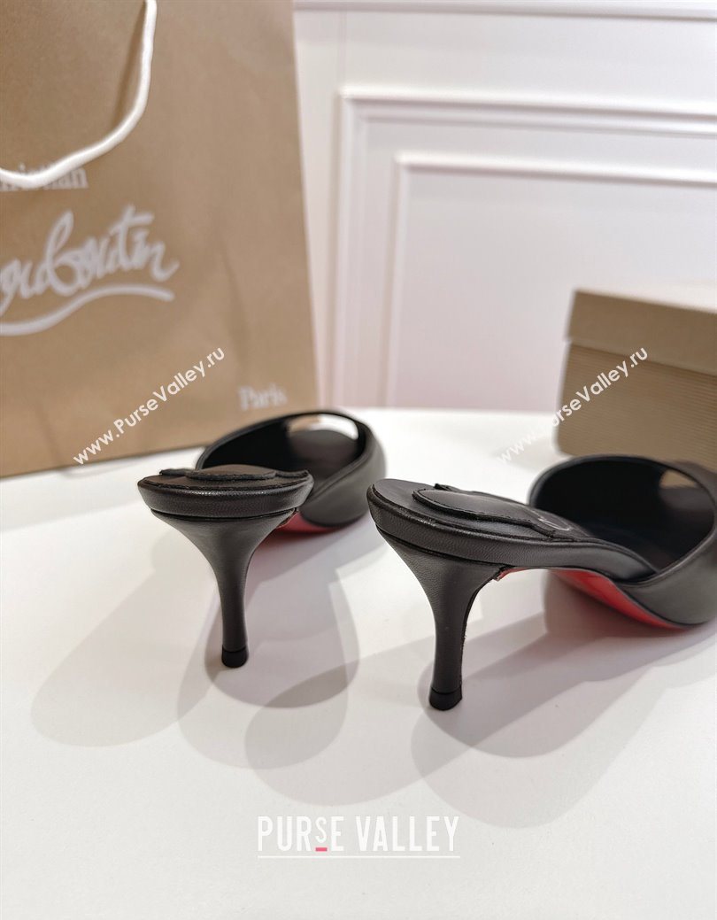 Christian Louboutin Me Dolly Heel Slides Sandal 5.5cm in Calf Leather Black 2025 1030 (MD-251030143)