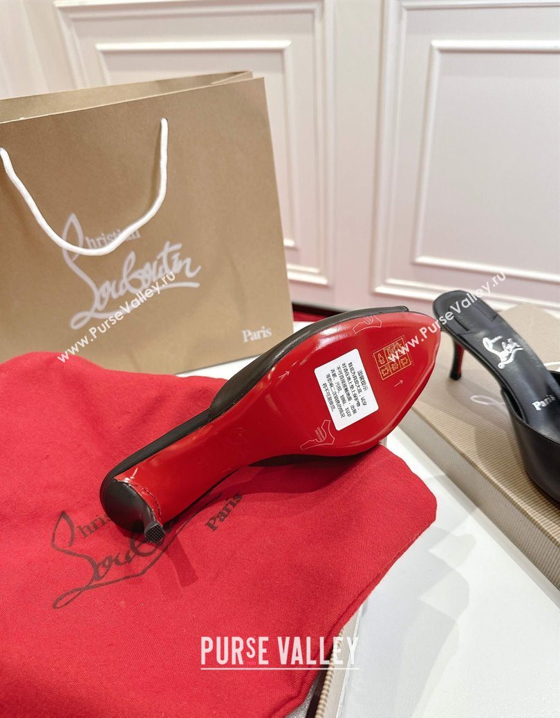 Christian Louboutin Me Dolly Heel Slides Sandal 5.5cm in Calf Leather Black 2025 1030 (MD-251030143)
