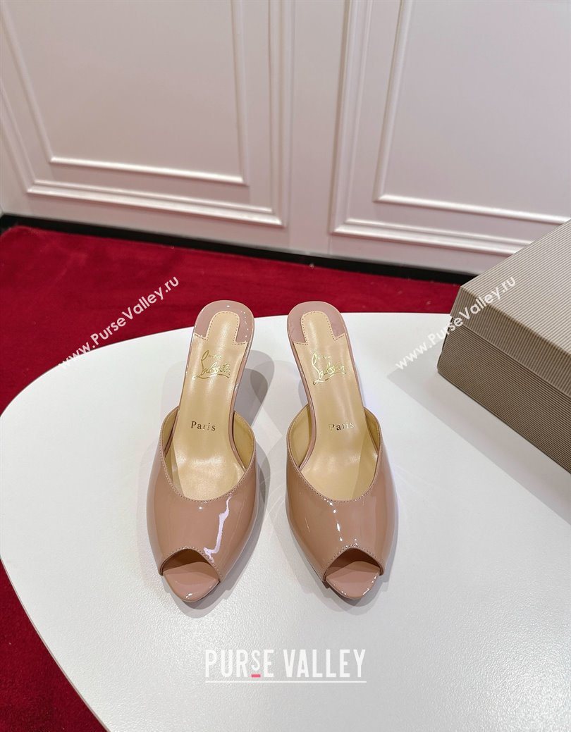 Christian Louboutin Me Dolly Heel Slides Sandal 5.5cm in Patent Leather Nude 2025 1030 (MD-251030144)