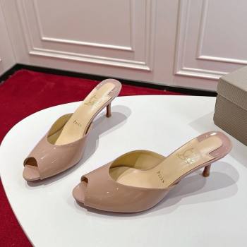 Christian Louboutin Me Dolly Heel Slides Sandal 5.5cm in Patent Leather Nude 2025 1030 (MD-251030144)