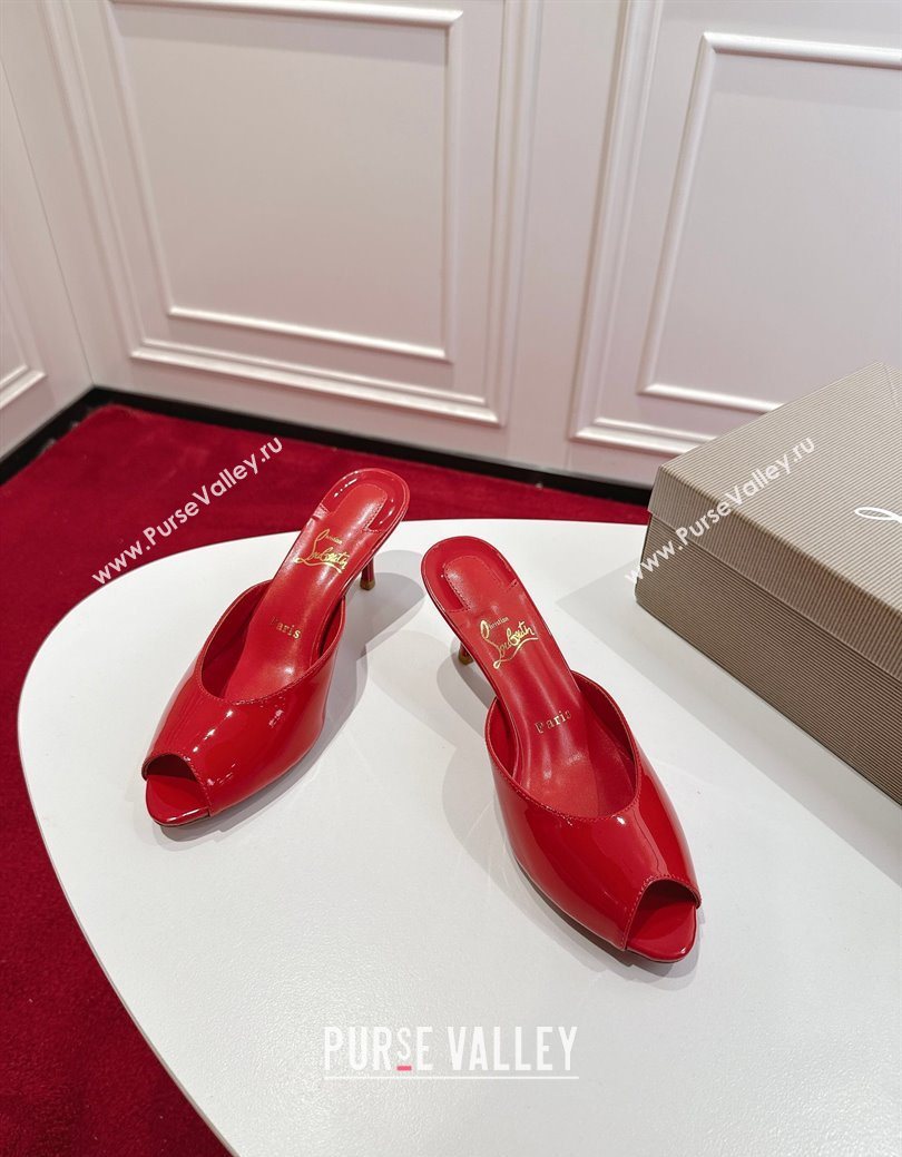 Christian Louboutin Me Dolly Heel Slides Sandal 5.5cm in Patent Leather Red 2025 1030 (MD-251030145)