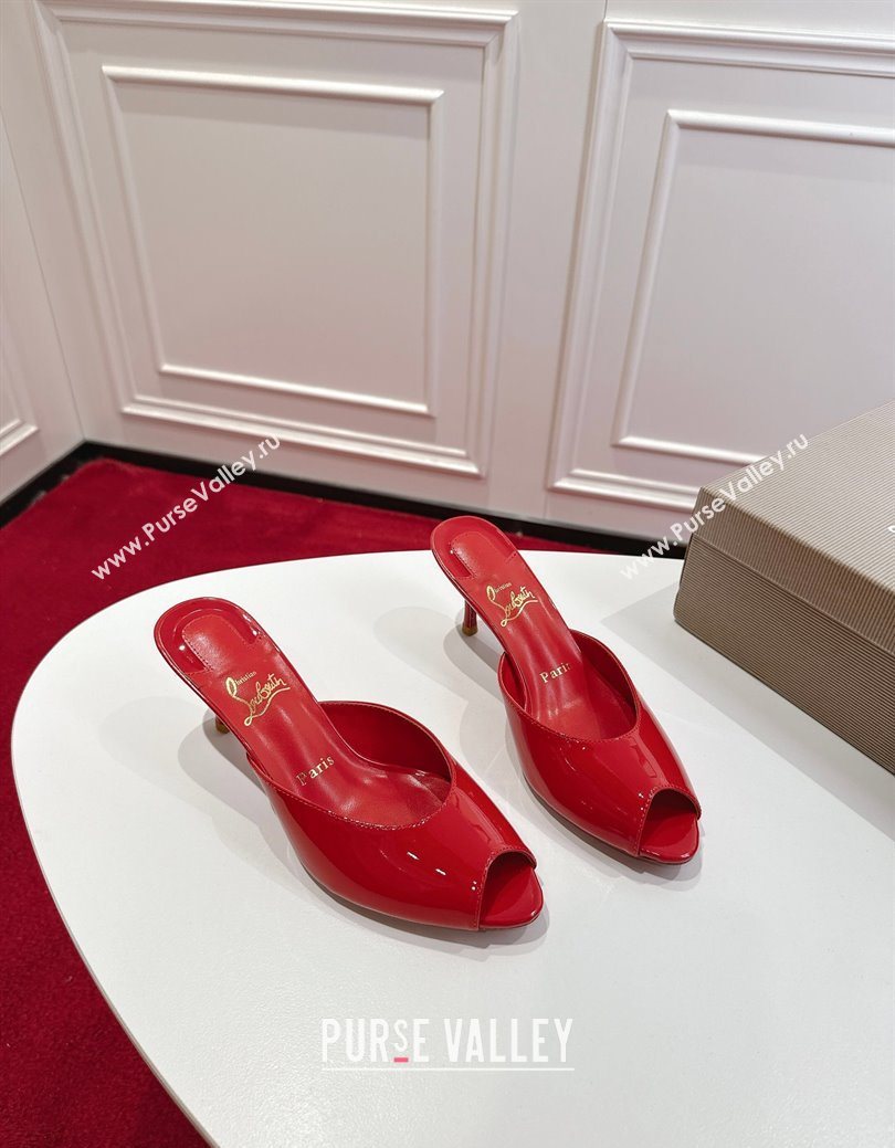 Christian Louboutin Me Dolly Heel Slides Sandal 5.5cm in Patent Leather Red 2025 1030 (MD-251030145)