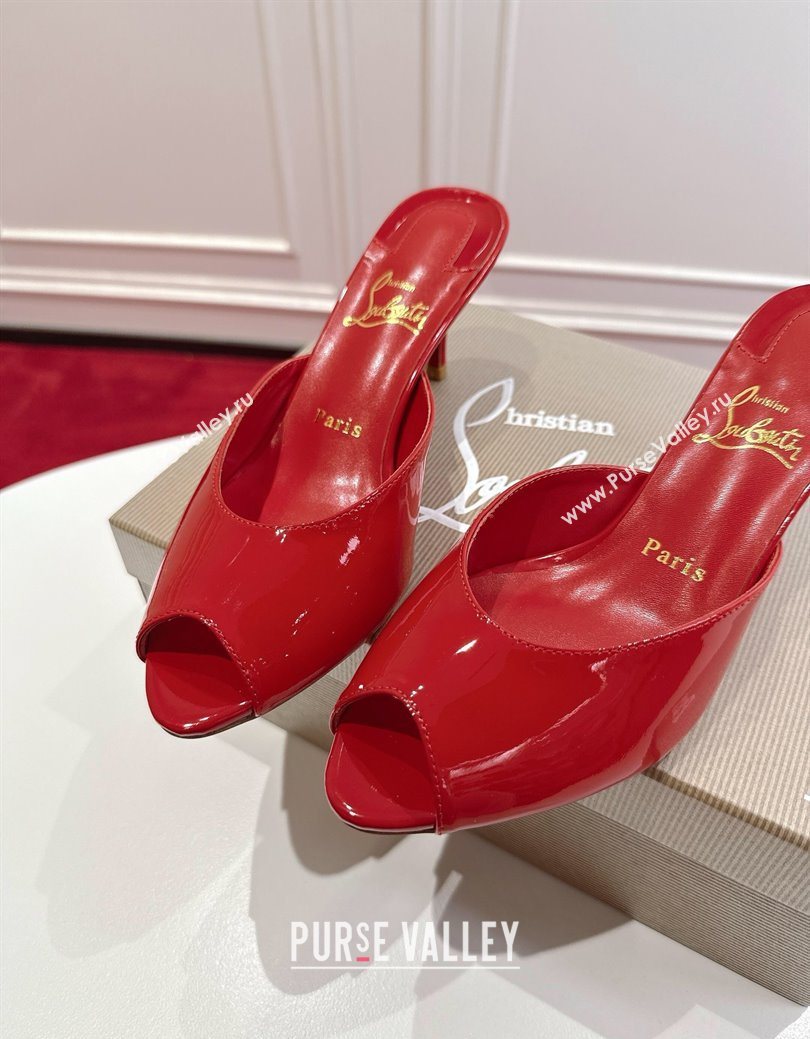 Christian Louboutin Me Dolly Heel Slides Sandal 5.5cm in Patent Leather Red 2025 1030 (MD-251030145)