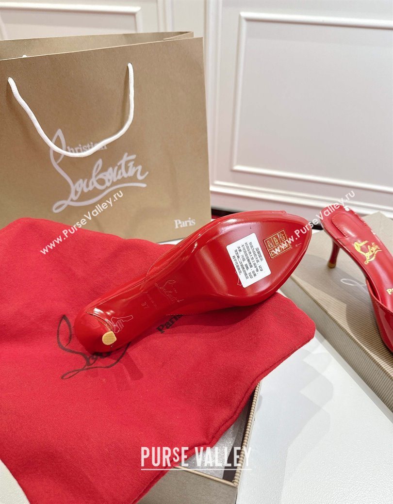 Christian Louboutin Me Dolly Heel Slides Sandal 5.5cm in Patent Leather Red 2025 1030 (MD-251030145)