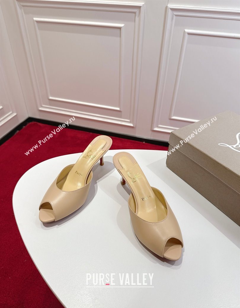 Christian Louboutin Me Dolly Heel Slides Sandal 5.5cm in Calf Leather Beige 2025 1030 (MD-251030146)