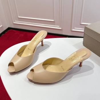 Christian Louboutin Me Dolly Heel Slides Sandal 5.5cm in Calf Leather Beige 2025 1030 (MD-251030146)