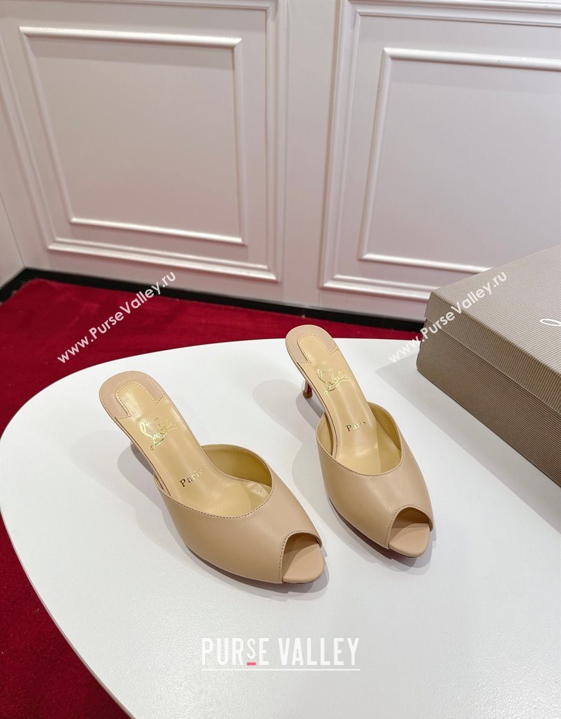 Christian Louboutin Me Dolly Heel Slides Sandal 5.5cm in Calf Leather Beige 2025 1030 (MD-251030146)
