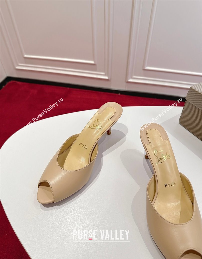 Christian Louboutin Me Dolly Heel Slides Sandal 5.5cm in Calf Leather Beige 2025 1030 (MD-251030146)
