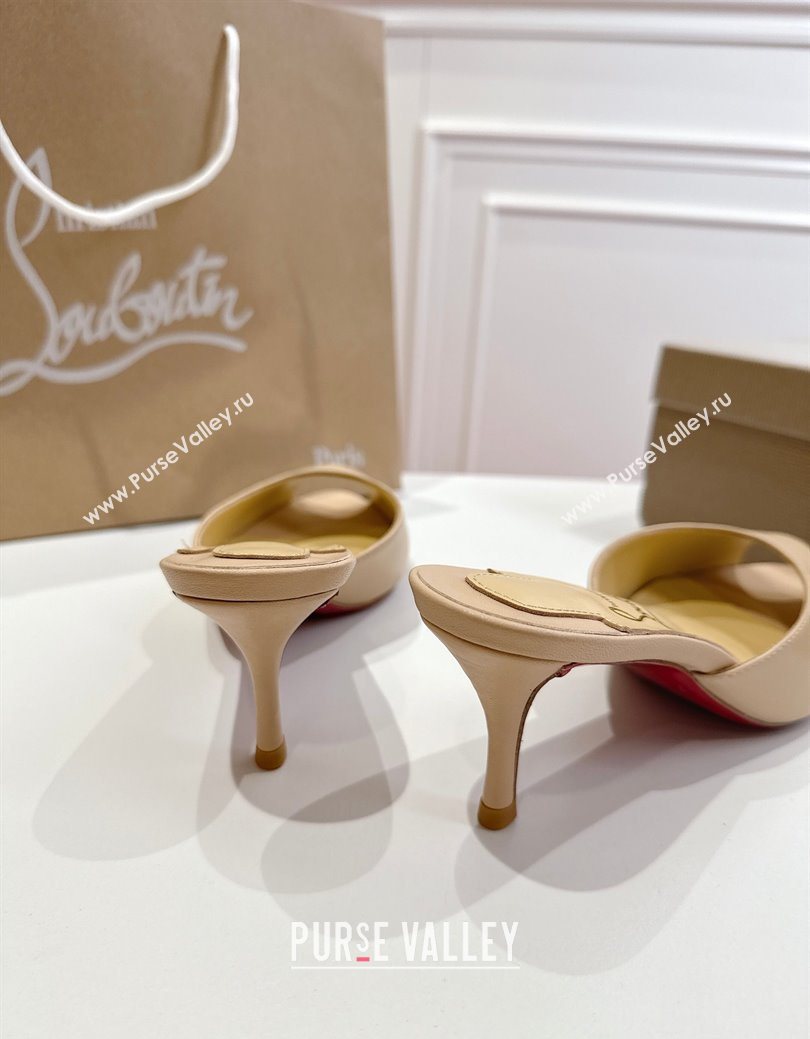 Christian Louboutin Me Dolly Heel Slides Sandal 5.5cm in Calf Leather Beige 2025 1030 (MD-251030146)