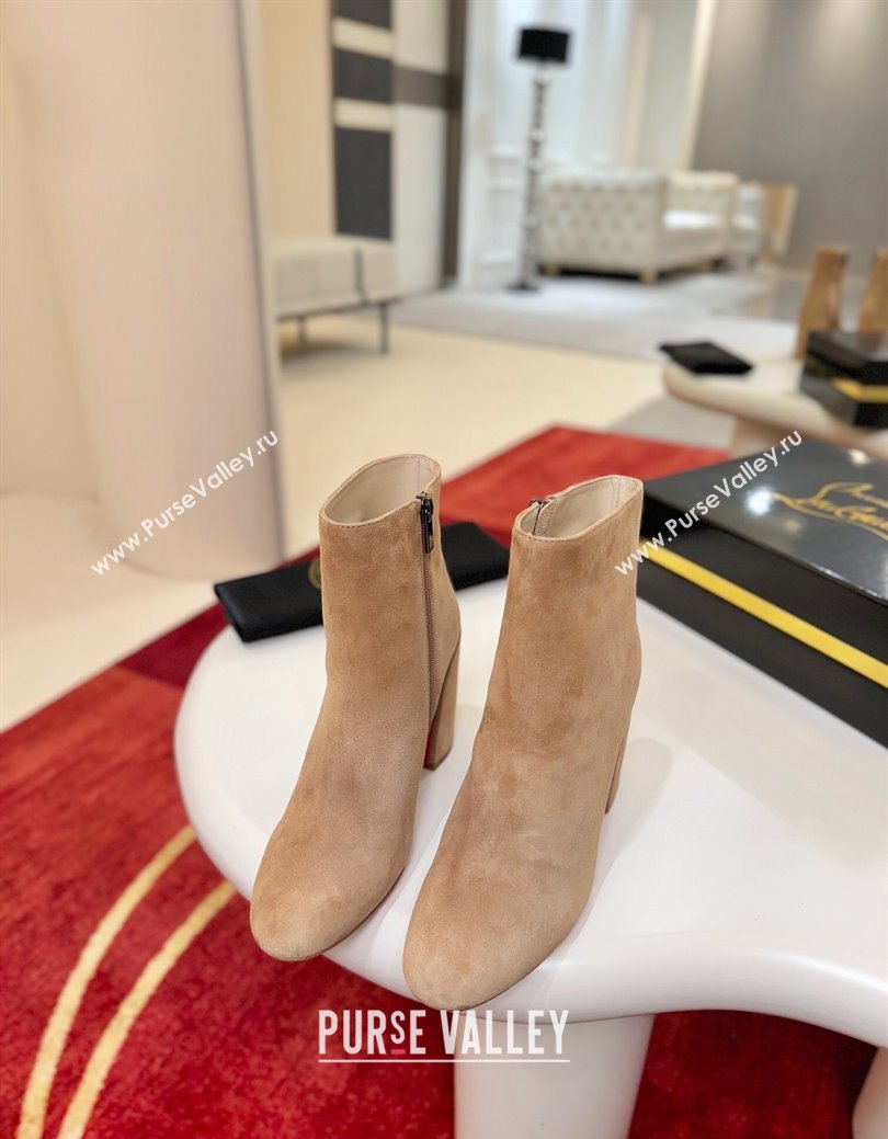 Christian Louboutin Turela Heel Ankle Boots 8.5cm in Suede Beige 2025 (MD-251030151)