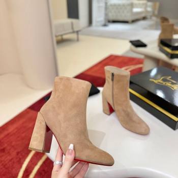 Christian Louboutin Turela Heel Ankle Boots 8.5cm in Suede Beige 2025 (MD-251030151)