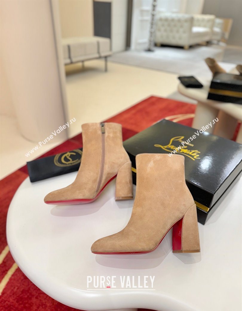 Christian Louboutin Turela Heel Ankle Boots 8.5cm in Suede Beige 2025 (MD-251030151)
