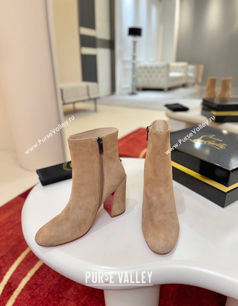 Christian Louboutin Turela Heel Ankle Boots 8.5cm in Suede Beige 2025 (MD-251030151)