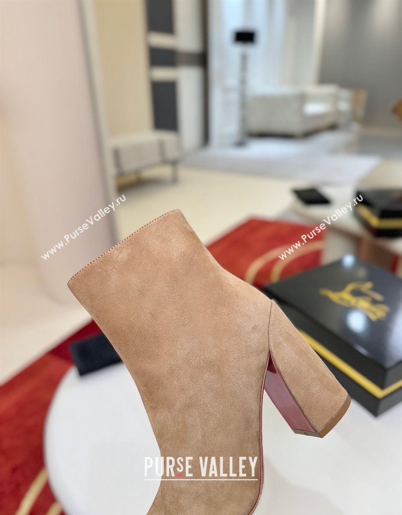 Christian Louboutin Turela Heel Ankle Boots 8.5cm in Suede Beige 2025 (MD-251030151)